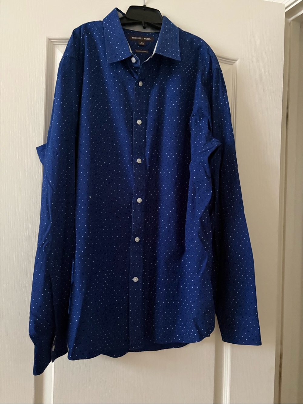 Michael Kors Navy Blue Micro-Dot Button-Down Shirt